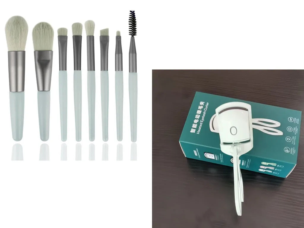 Electric eyelash curler in white with charging style, on plain background