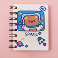Astronaut series flippable pocket notebook showing cover design options and 10.5cm by 8cm size.