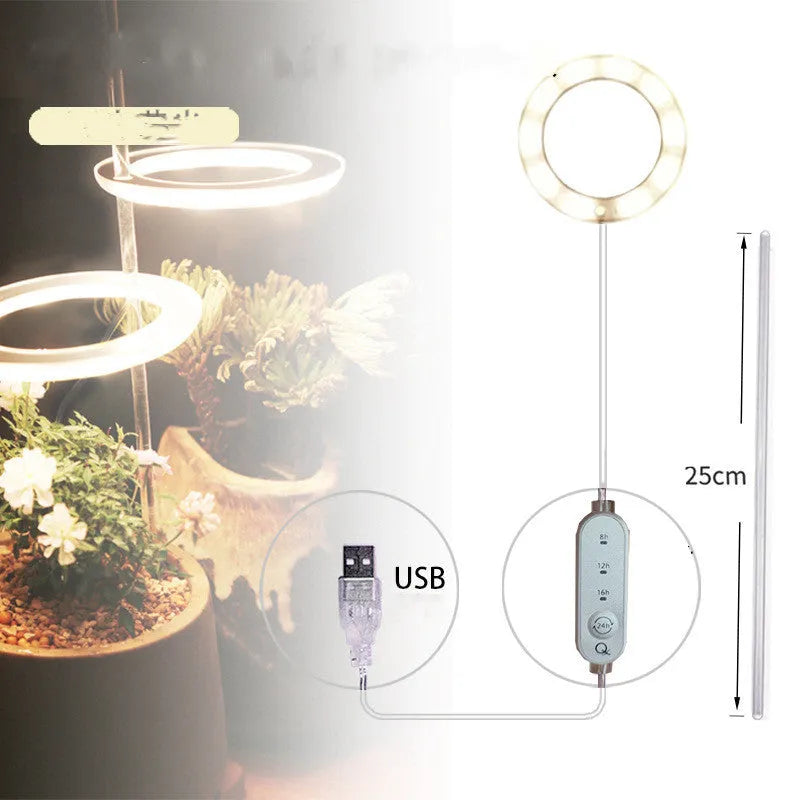 USB LED plant grow light with transparent PC and aluminium housing on a 25cm acrylic stick.