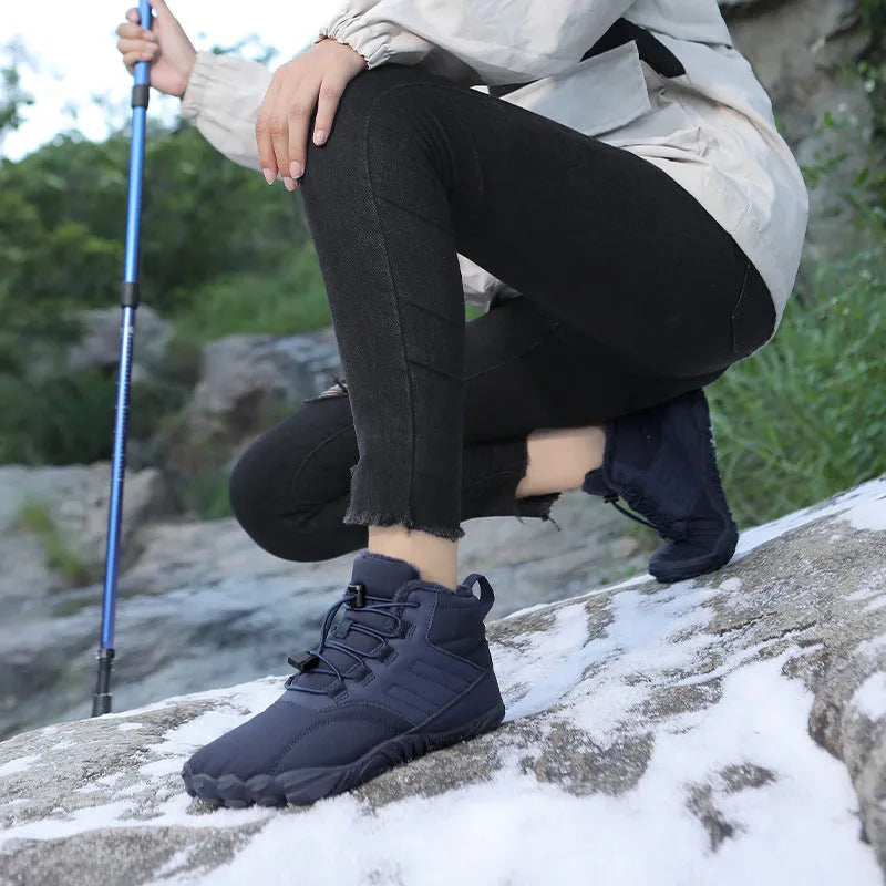 Outdoor sports cotton shoes winter warm slip-on boots Oxford cloth non-slip rubber outsole artificial plush lining colours black blue gray