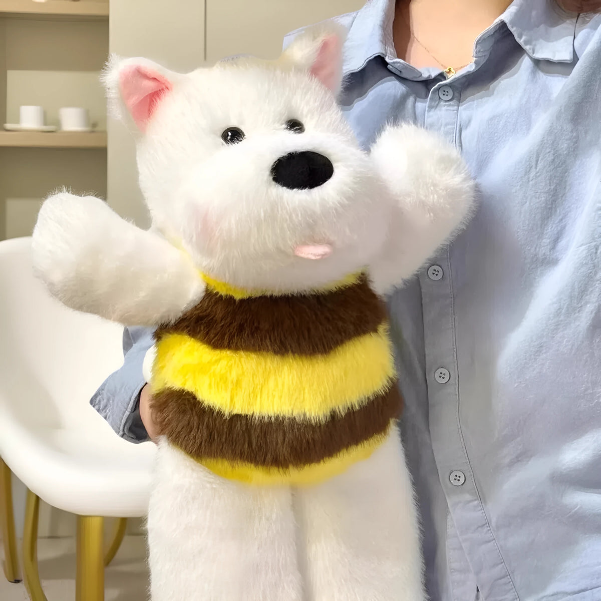 Running Bee West Highland running puppy plush doll, 45cm tall, dog soft toy with PP cotton filling