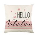 Plaid and heart print Valentine's Day pillow cover, 45 cm square, shown in one of four colour options.