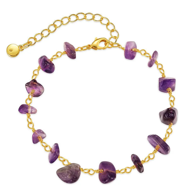 Geometric women's bracelet with irregular natural gravel turquoise stones set in 18K copper