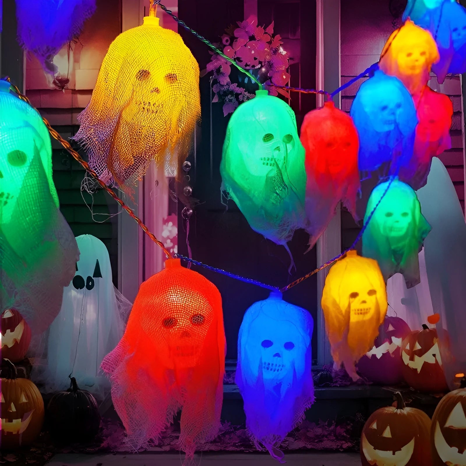 Halloween coloured LED string lights for indoor wall decoration with battery box