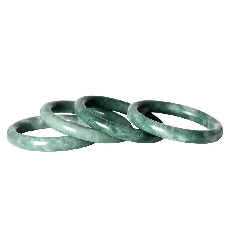 Handmade green Guizhou Cui jade bracelet, polished Chinese-style bangle, ring sizes 55-62mm