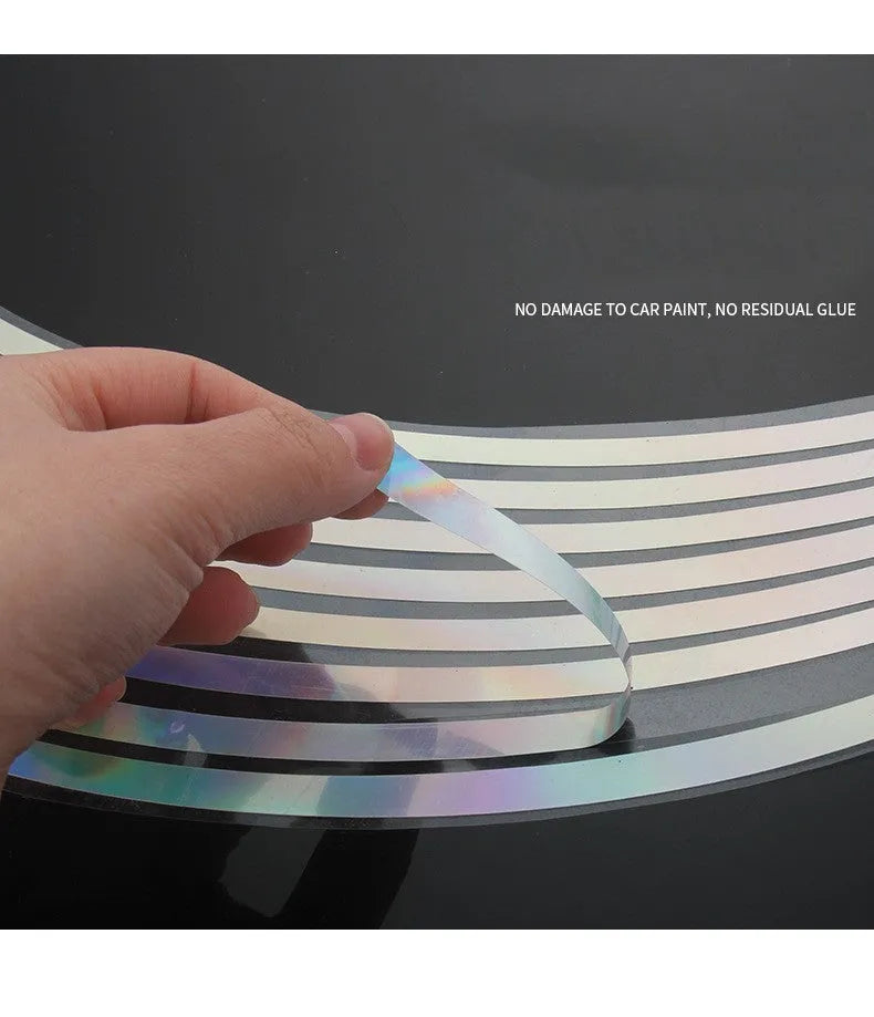 Waterproof laser reflective stickers for car and motorcycle wheel hubs in four different sizes