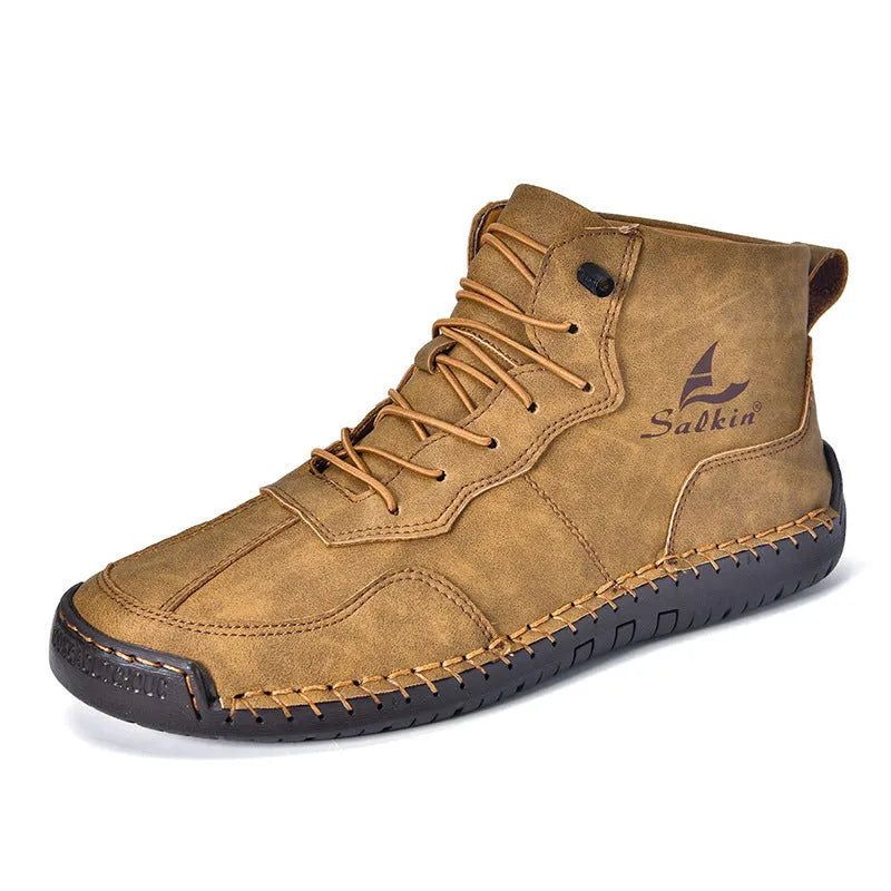 Retro high-top casual boots in multiple colours with flat rubber soles and elastic band sides