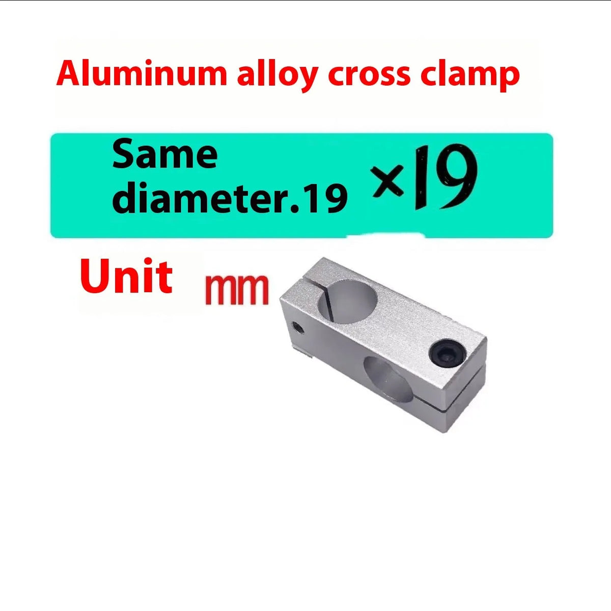 Aluminium alloy same diameter cross clamp fixing clip pillar in multiple sizes 4mm to 60mm