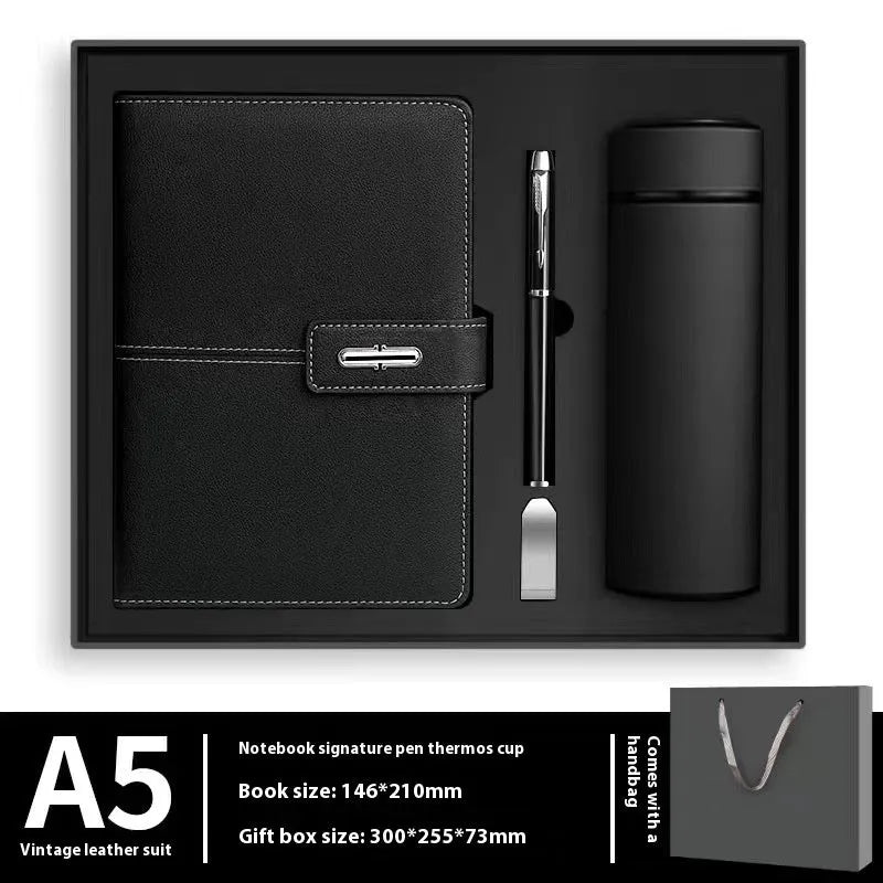 A5 notebook with PU leather cover in multiple colour options including red, green, blue and black
