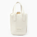 Girly heart egg shell waterproof makeup bag in solid pink with sewing line detail, 15x8x18cm, open to show PU lining