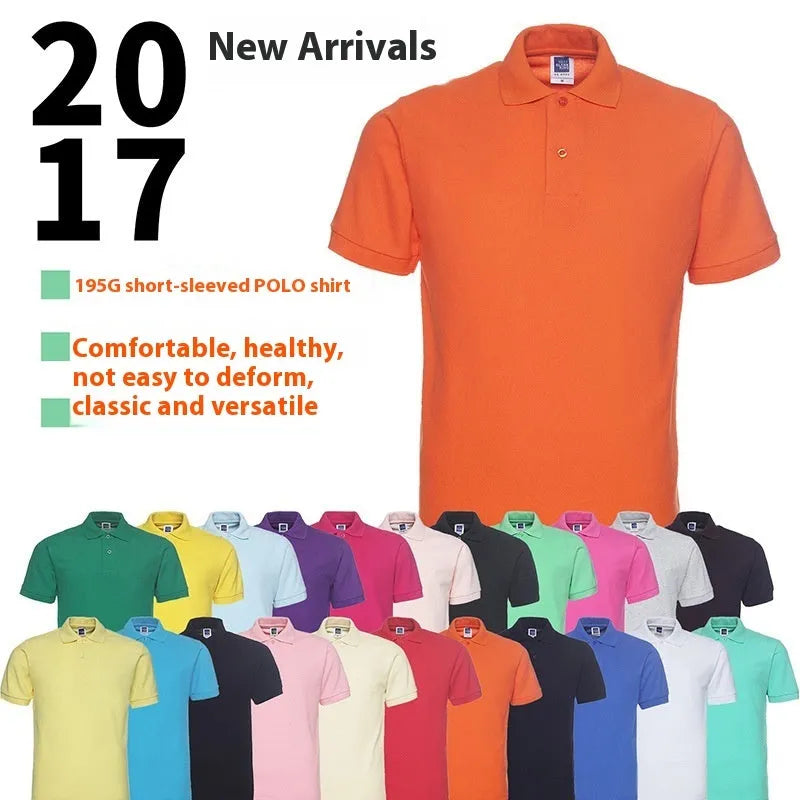 Solid colour loose fit plus size short sleeve polo shirt on a hanger