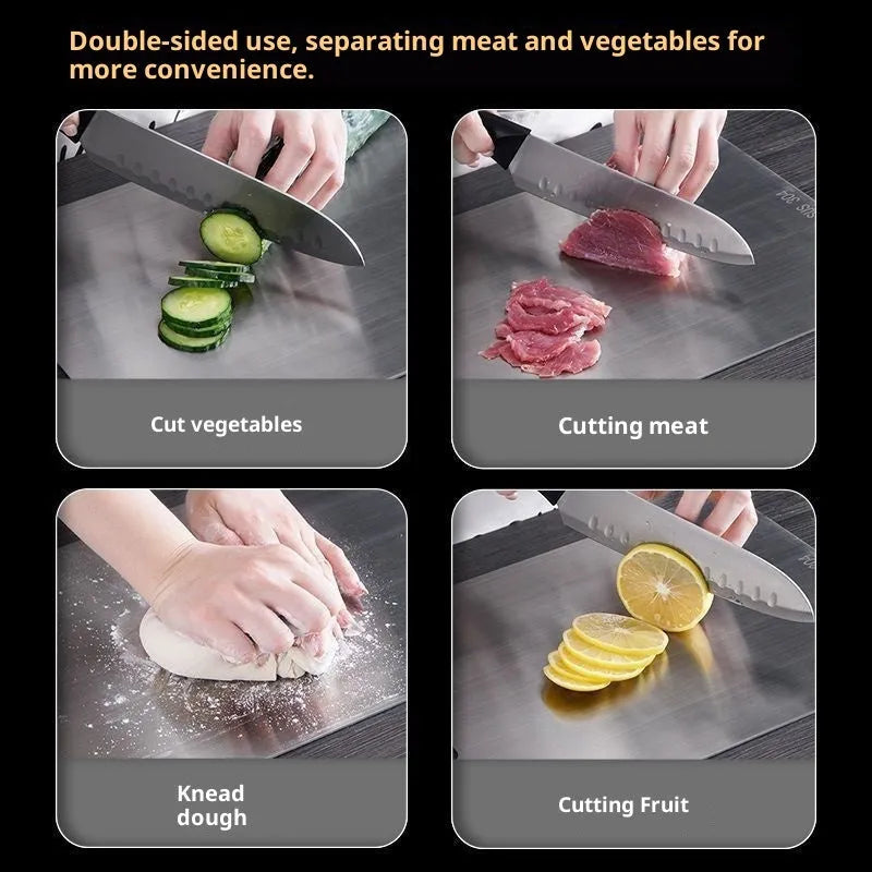 Mildew-proof double-sided stainless steel cutting board, square shape, edible SUS304, available in four sizes