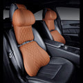 Leather embroidered car neck and lumbar pillow set with wavy pattern in multiple colour options