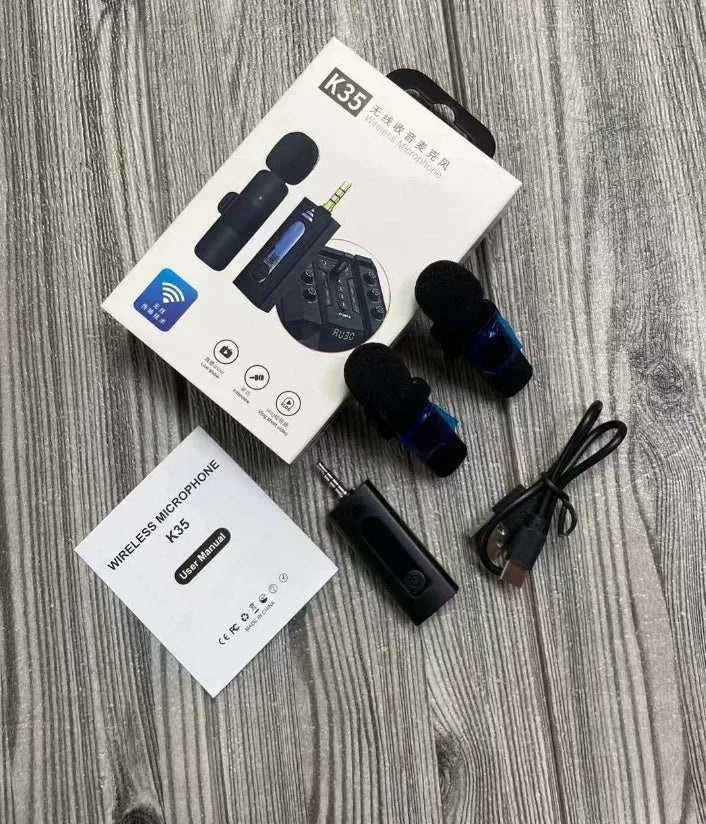 Wireless collar clip microphone for outdoor video recording with multiple interface options