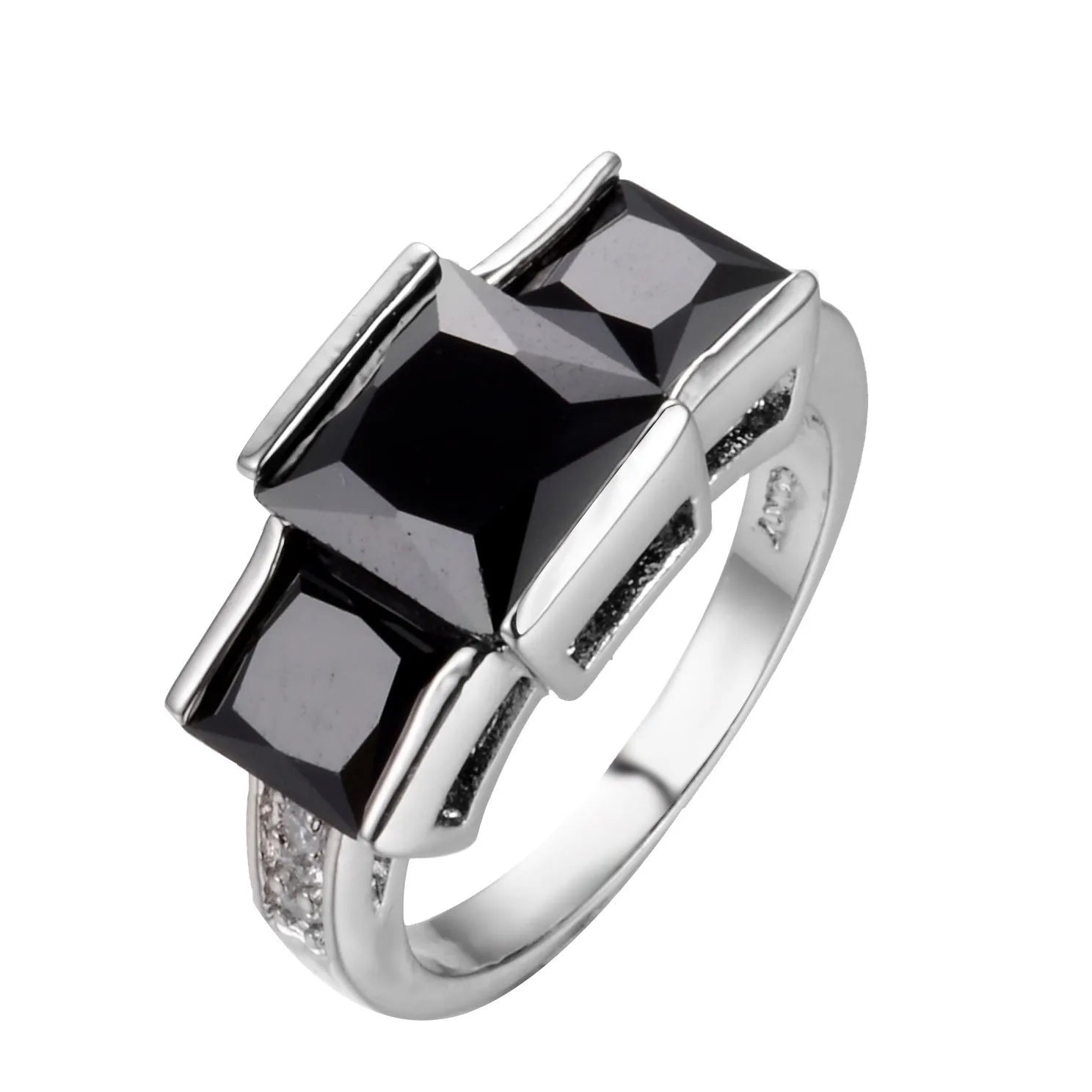 Geometric copper electroplated women's ring in multiple colour options showing sizes 6-10