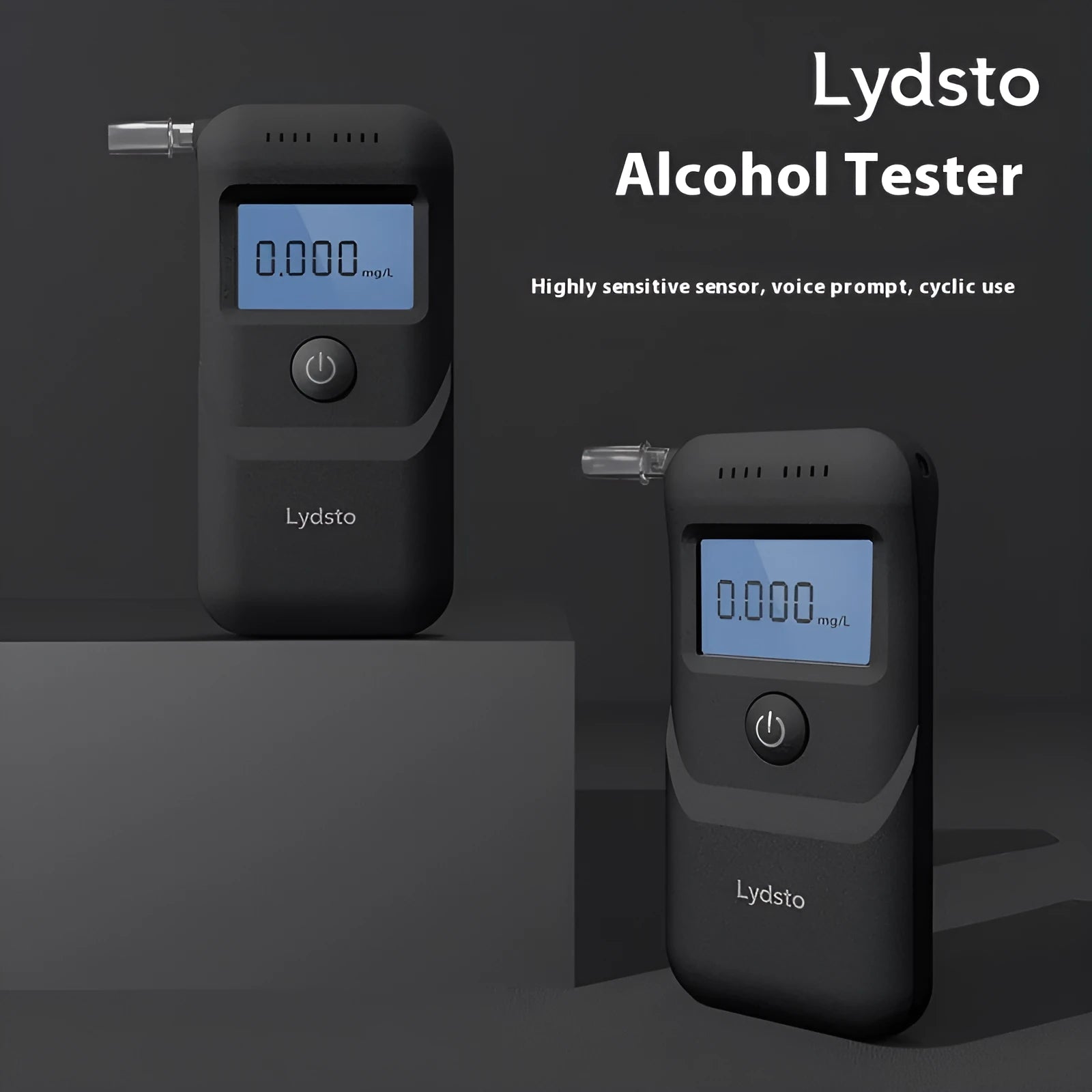 Black portable alcohol breath tester for personal drunk driving prevention checks