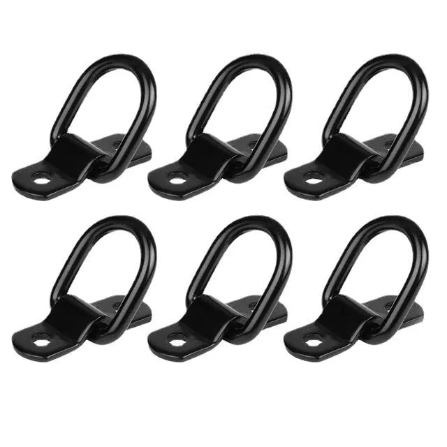 Black galvanised steel pull ring floor hook for truck cargo securing
