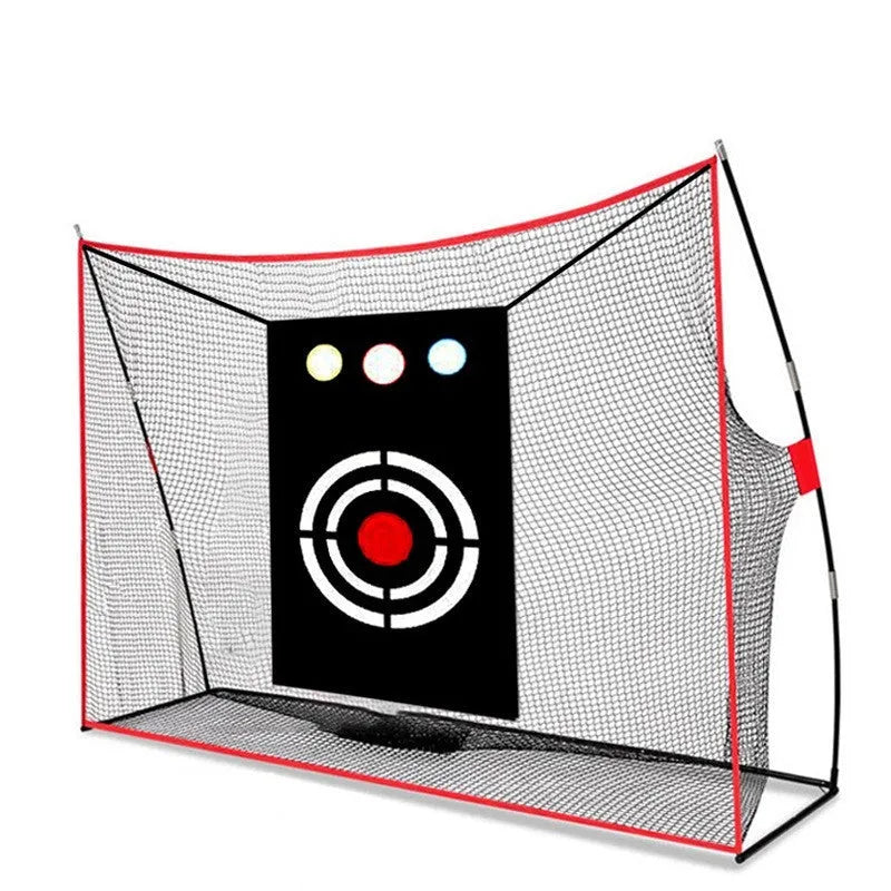 Golf swing wedge training net with straw practice mat and practice balls