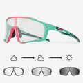 Photochromic cycling sunglasses with a semi-rimless TR90 frame in multiple colour options.