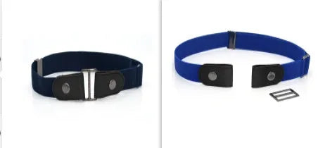 Imitation leather belt with square alloy buckle and car suture stitching on neutral background