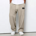Men's loose straight-leg polyester waffle casual sports trousers, mid-high waist, eight colours, autumn