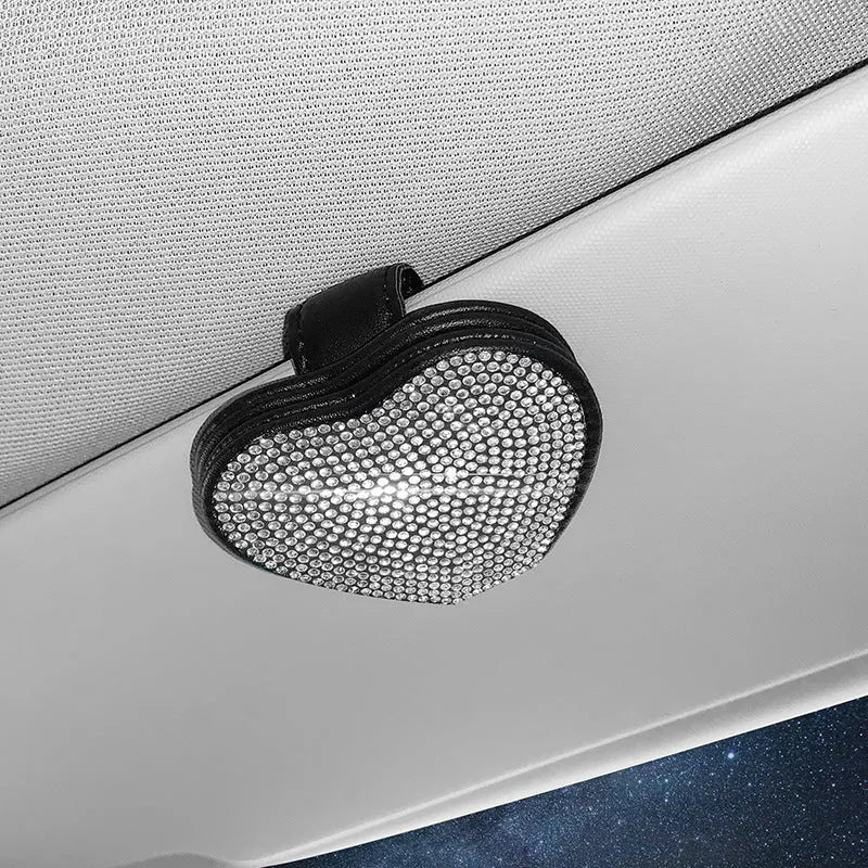 PU leather magnetic car sun visor clip for sunglasses and tickets in multiple colour options.
