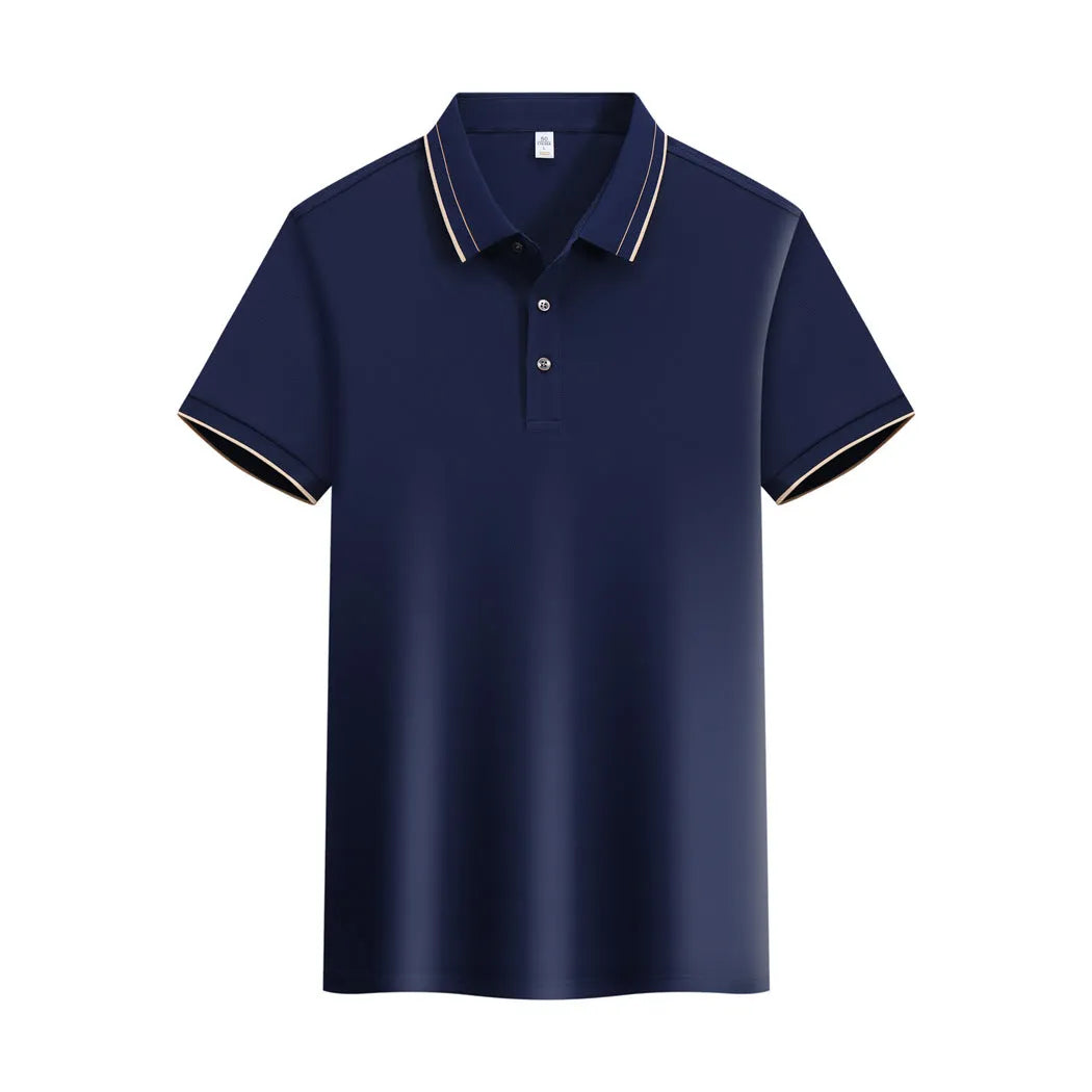 Ice Ion mercerised pearl cotton colour matching collar polo shirt in white, men and women regular fit short sleeve