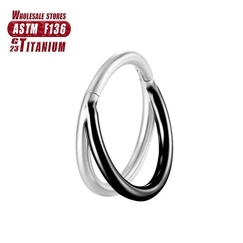 Titanium alloy fork nose ring in silver, gold, black, rose gold and colourful finishes.