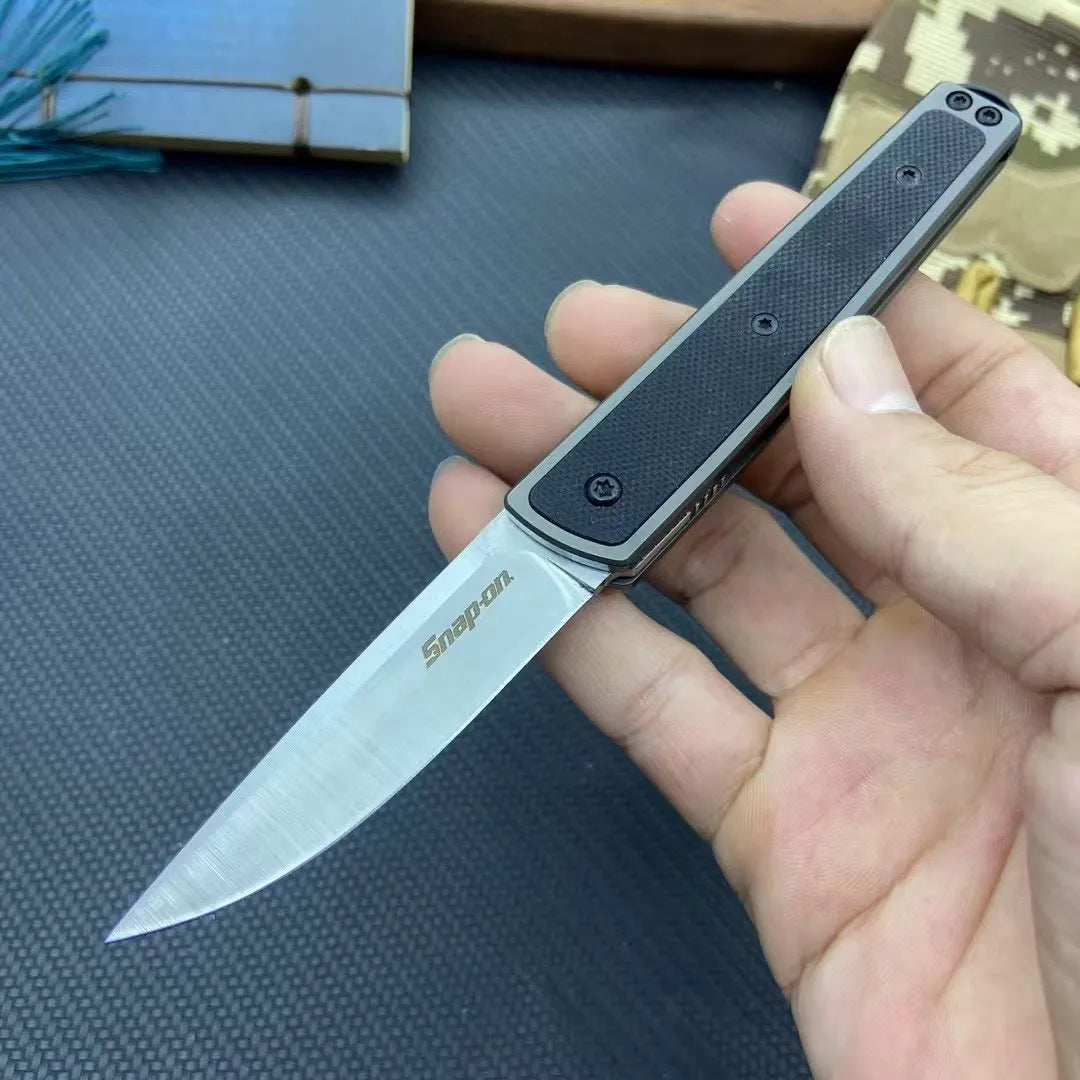 Folding handmade fruit knife with stainless steel blade in black, red or coffee colour