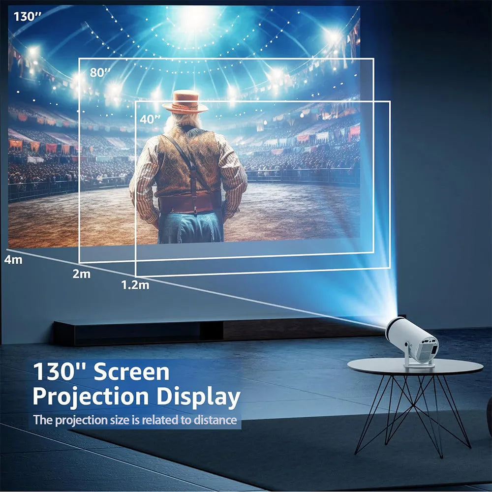 Compact portable home HD projector with Bluetooth and 4K support for movies gaming and outdoor use
