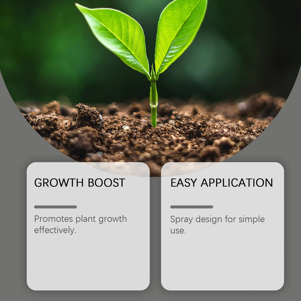 Plant Growth Boost 120ml plant nutrition spray bottle with label, ready for use on indoor plants