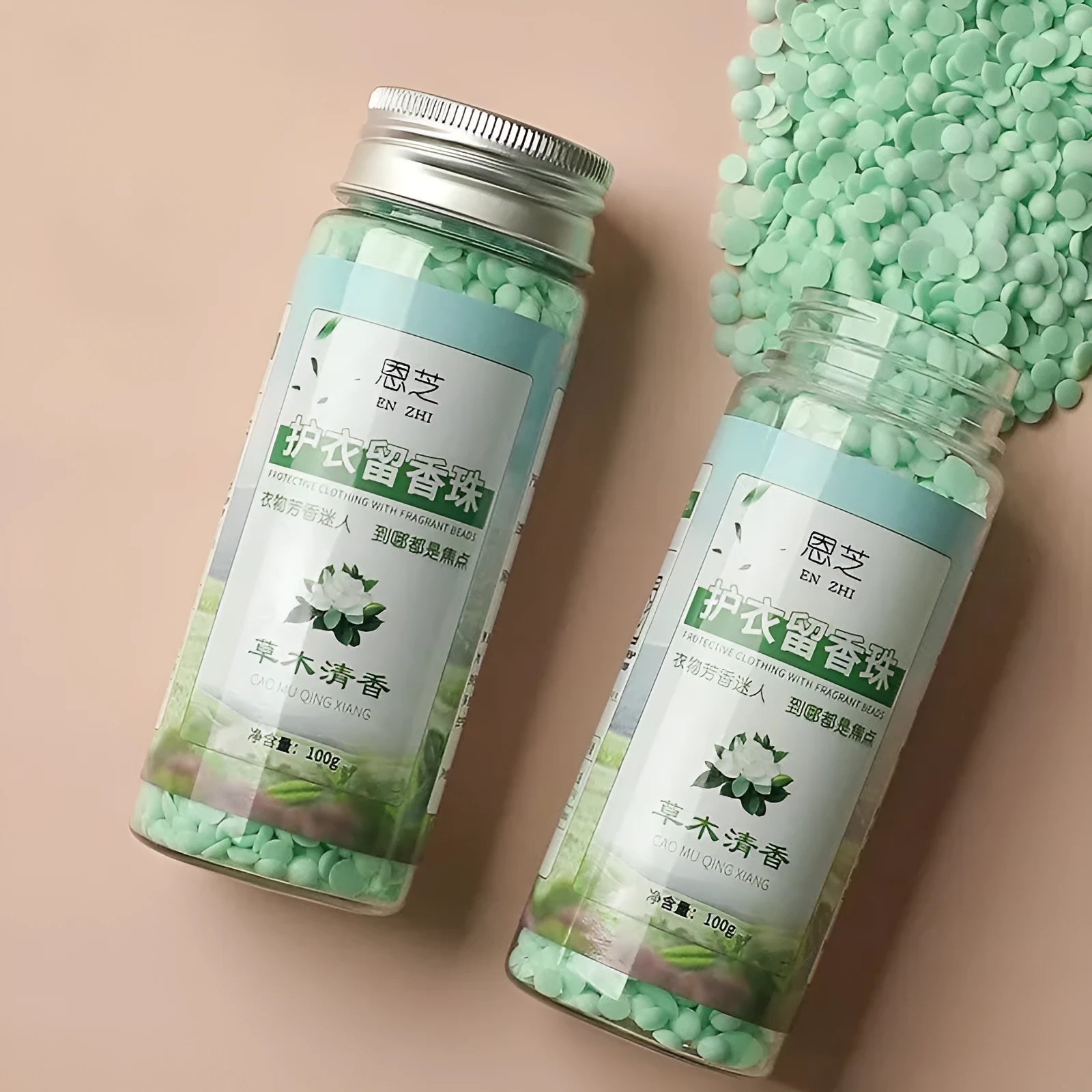 Pack of clothing fragrance beads with long lasting scent, available in five colour-coded fragrances