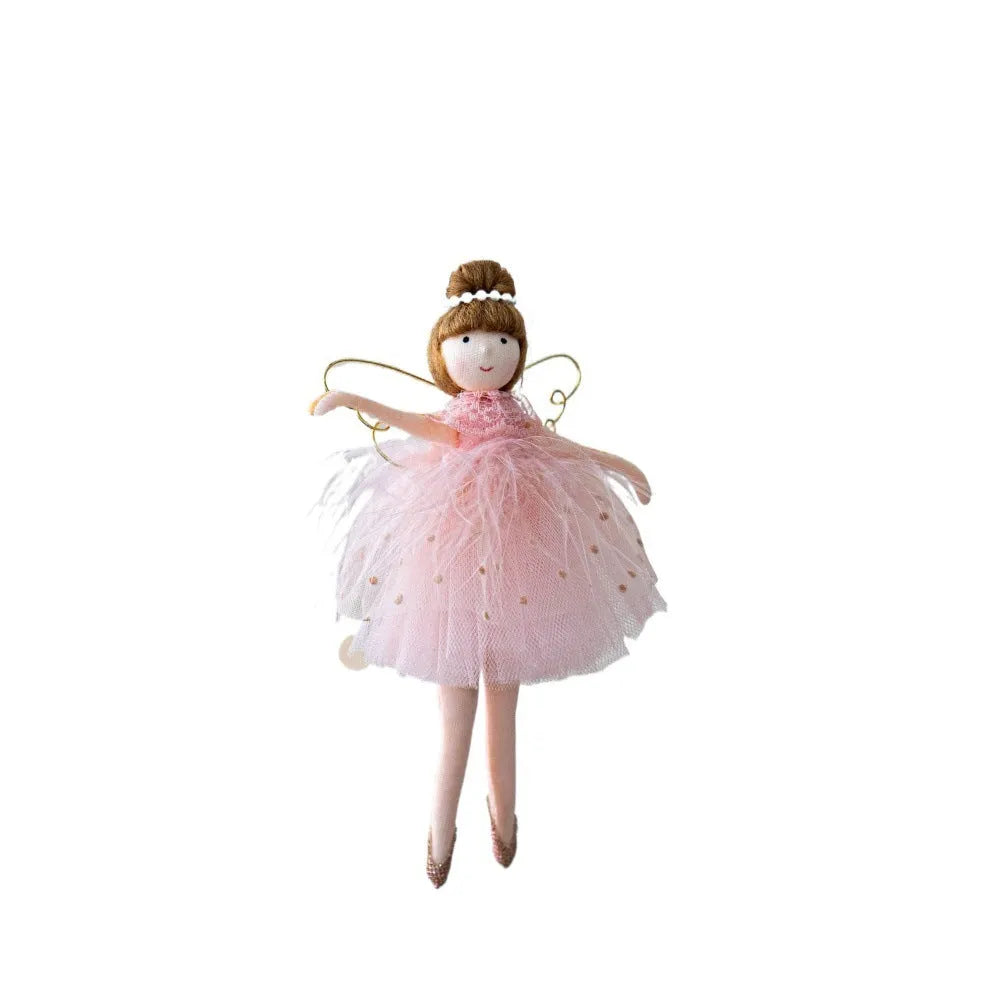 Pink and white angel ballet girl plush doll pendant with hanging loop