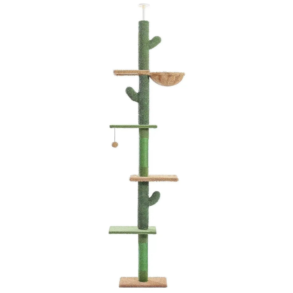 Solid wood cat climbing frame with integrated scratch board measuring 40x25x240cm