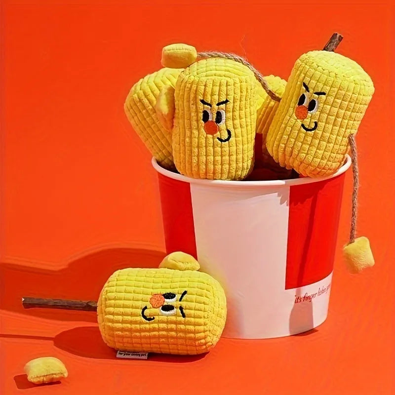 Natural corn cob and polio wood cat chew toy with catnip filling for dental care