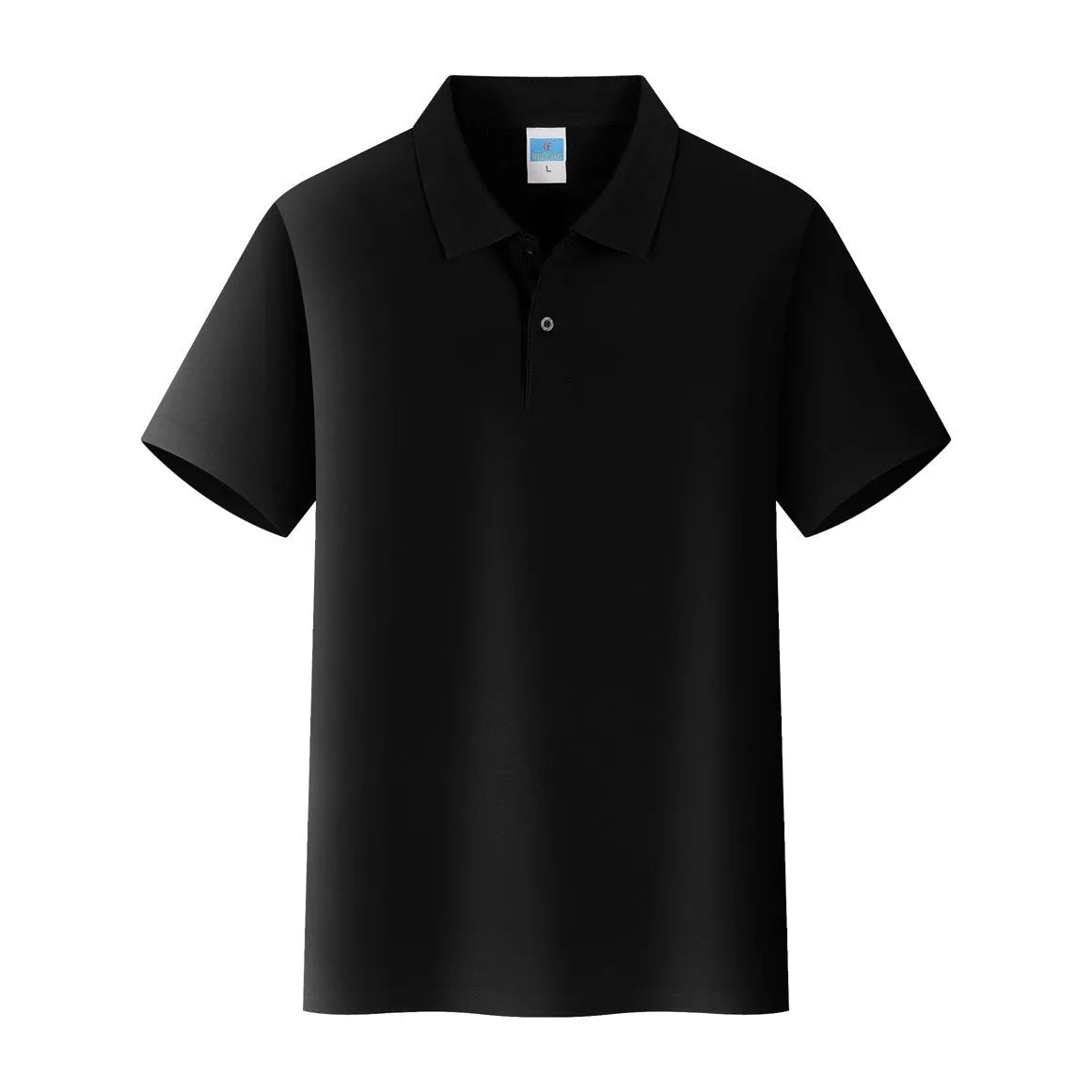 Short-sleeved cotton work shirt on a hanger, shown in a light colour, suitable for custom embroidery.