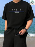 Men's heavy cotton short-sleeved T-shirt with letter printing in loose casual fit