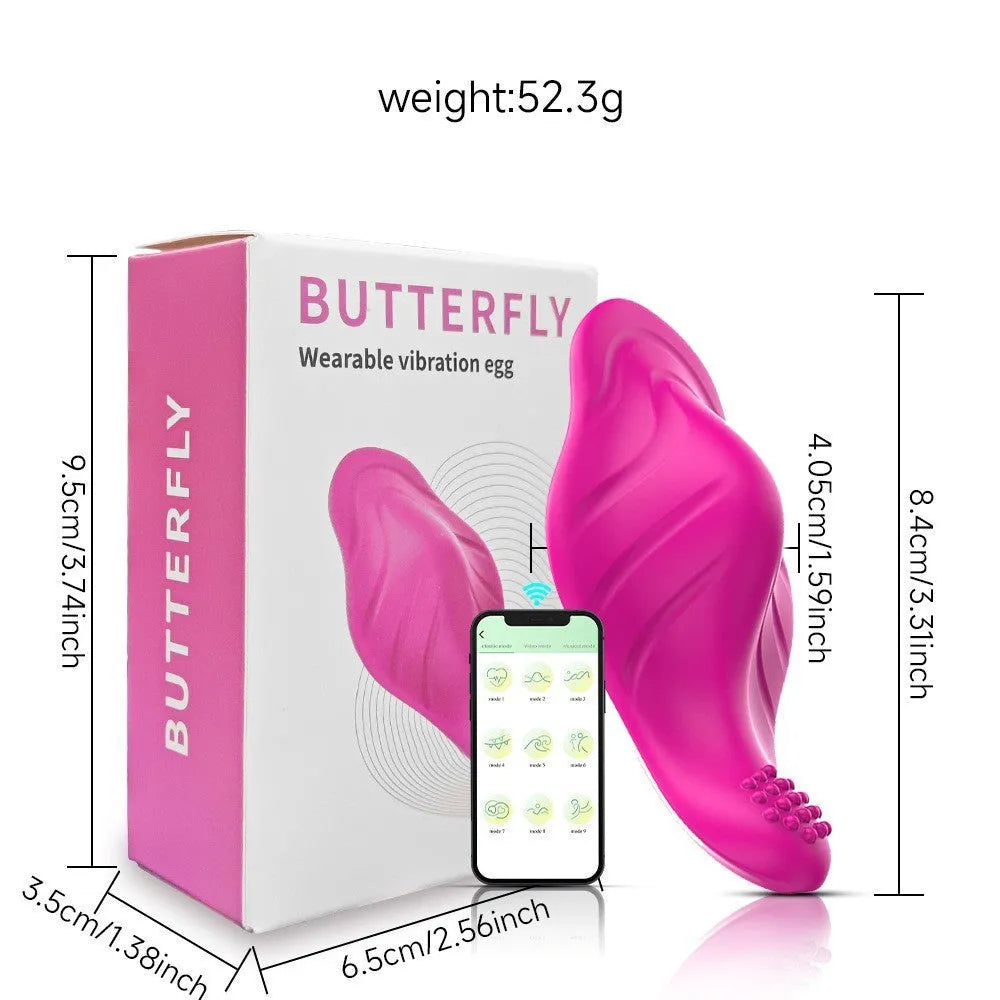 Rose red APP remote control wearable female massager with USB charging port.