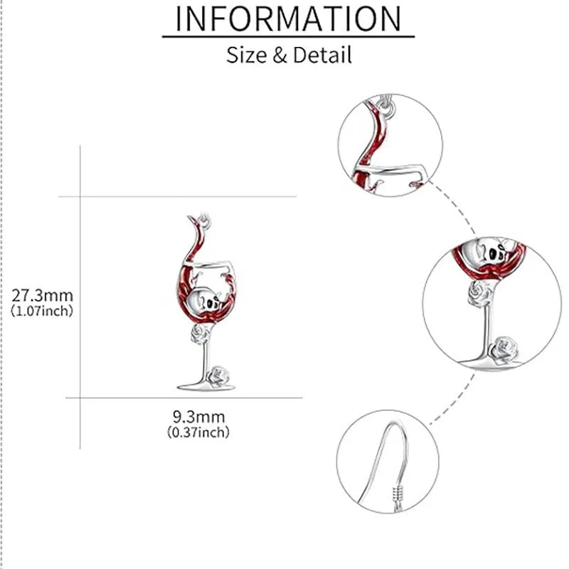 Geometric skull and wine glass design women's earrings in metallic finish