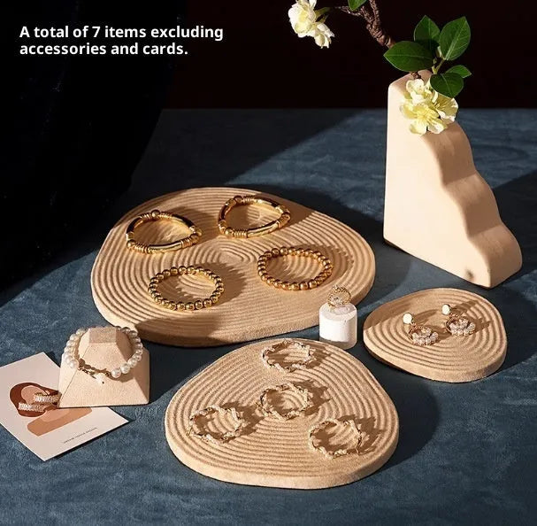 Flannel tree wheel jewellery display stand with rotating design, small size 12x11.5cm, black colour