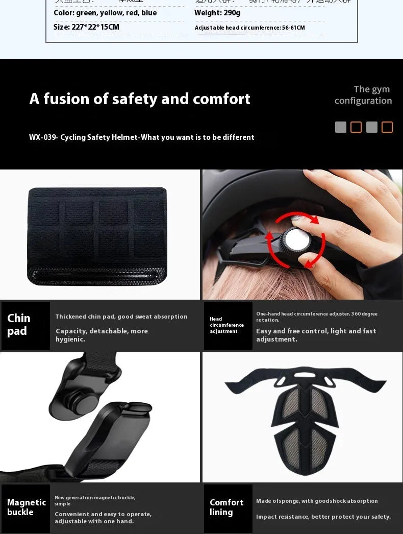 Matte black adult bicycle helmet with adjustable 56-61cm head circumference and coloured accent options
