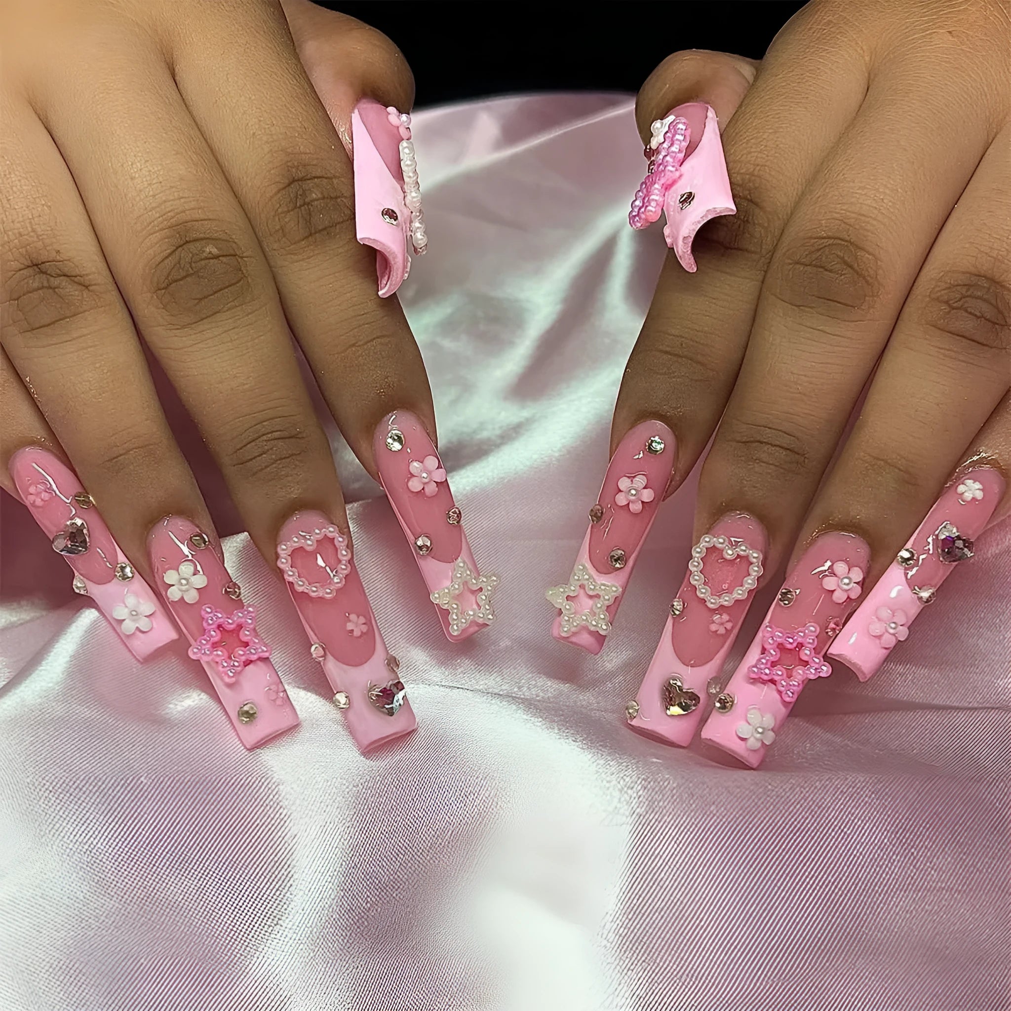 French style nail art sticker with bow pattern and super long water pipe design in XB-70-48 colour