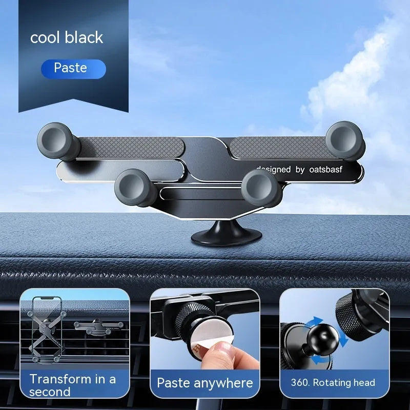 Silver car mobile phone holder bracket mounted on vehicle air vent
