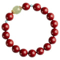 Cinnabar Hetian Jade geometric ellipse bead bracelet in purple gold sand colour with coated metal components