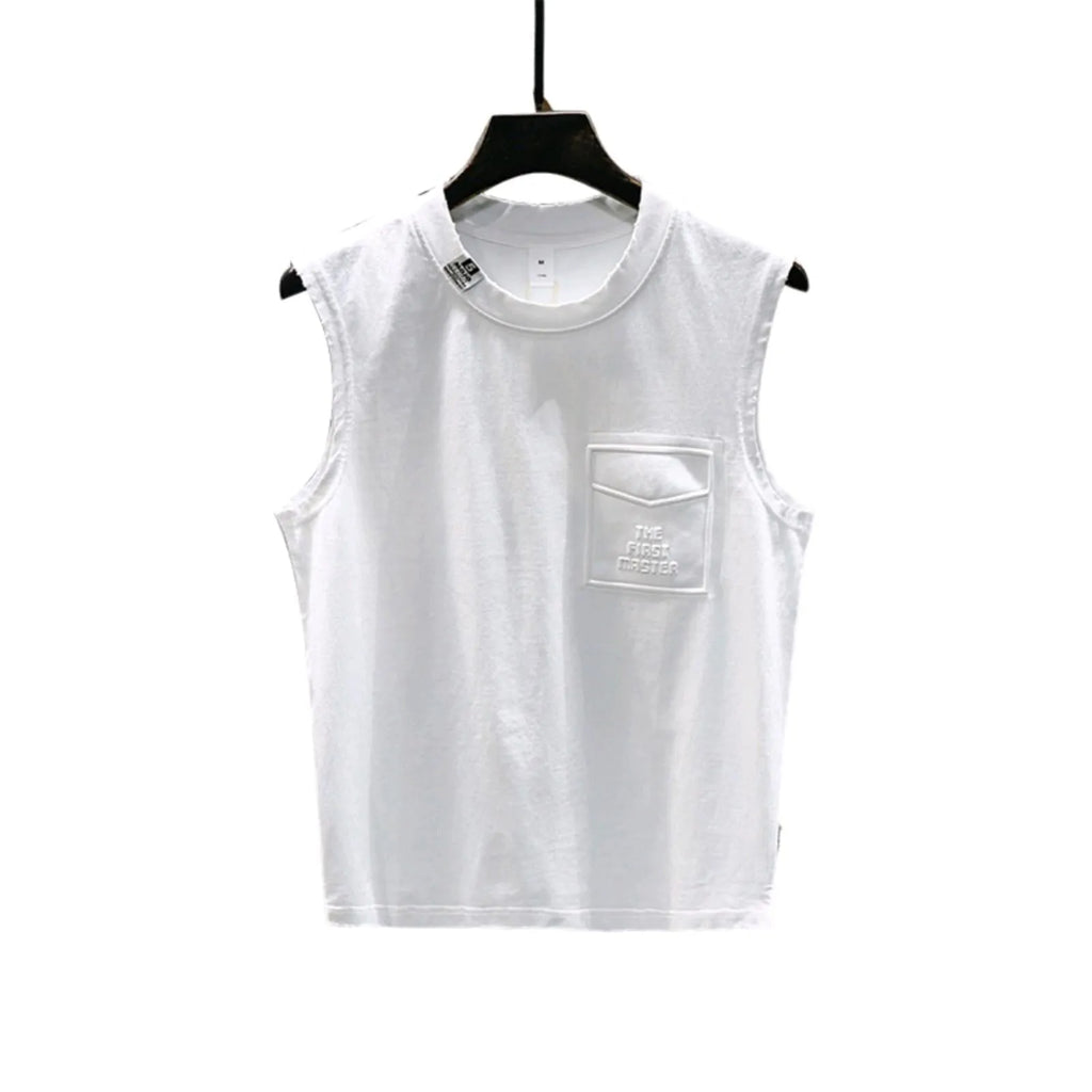 Cotton sleeveless t-shirt in loose fit with straight hem design for fitness and casual wear