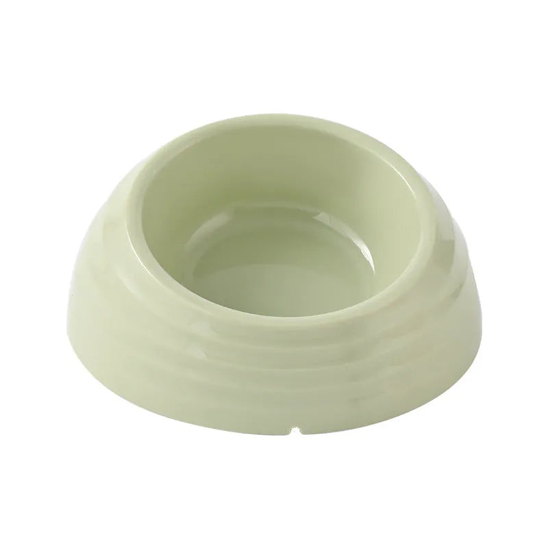 Stainless steel cat bowl with coloured plastic base in choice of light green, beige or brown