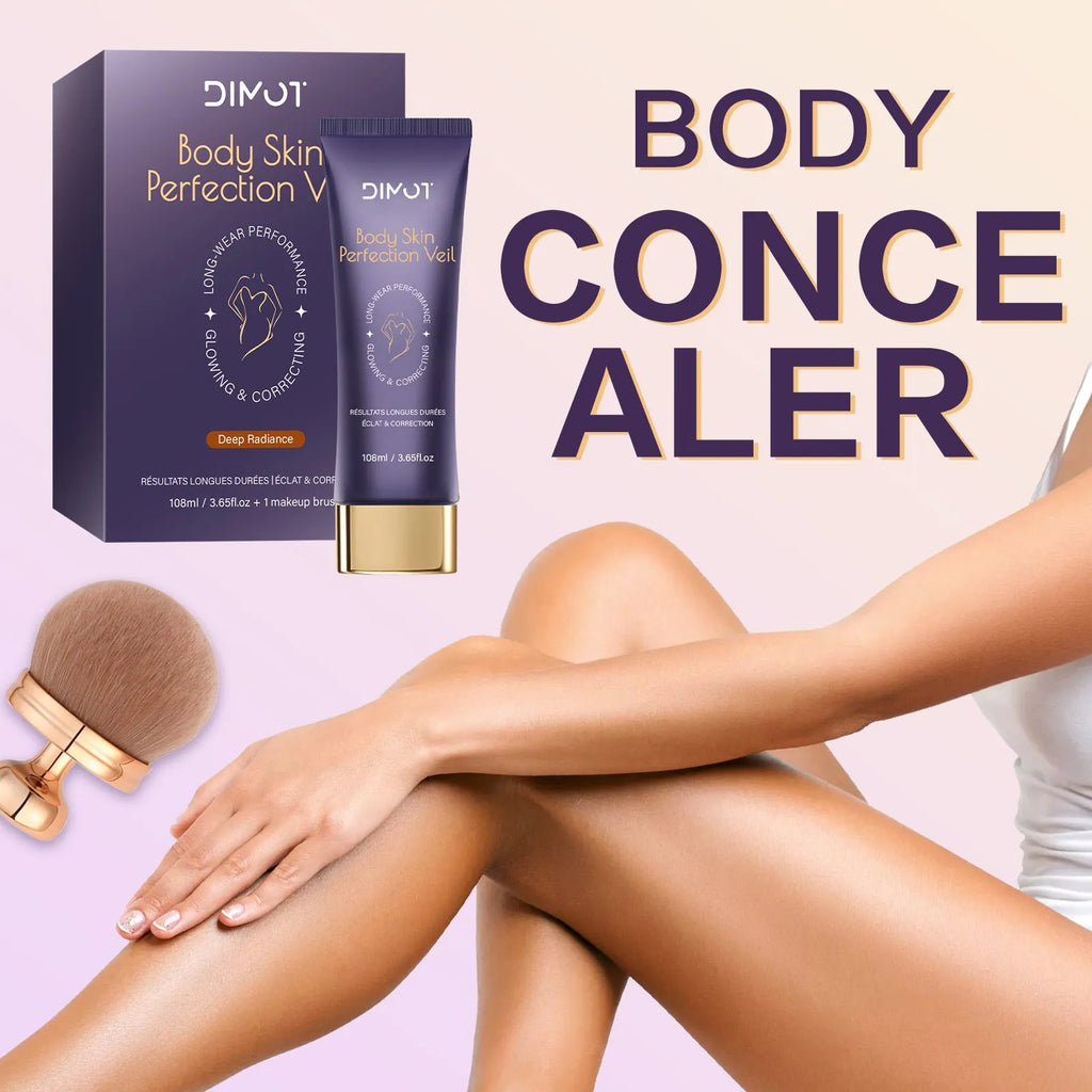 Waterproof body concealer cream with brush for covering tattoos and birthmarks