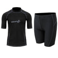 Men's blue quick-dry half sleeve swimsuit for surfing and snorkelling with nylon fabric