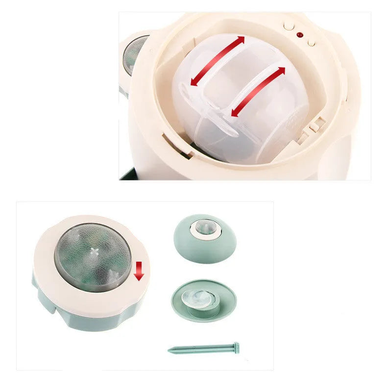 Light green creative dog button push type automatic feeder with USB cable, 20x20x24 cm size