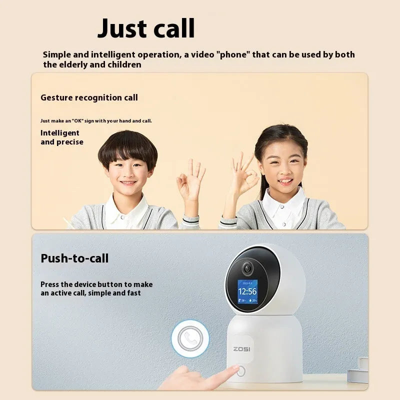 Zhou Shi white wireless indoor security camera with lens, mounted on a screw‑fixed bracket.